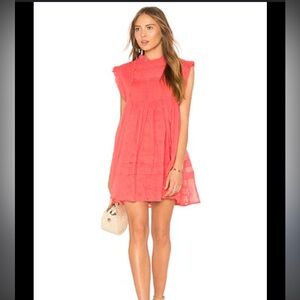 FREE PEOPLE Coral Kiss Babydoll Cotton Dress